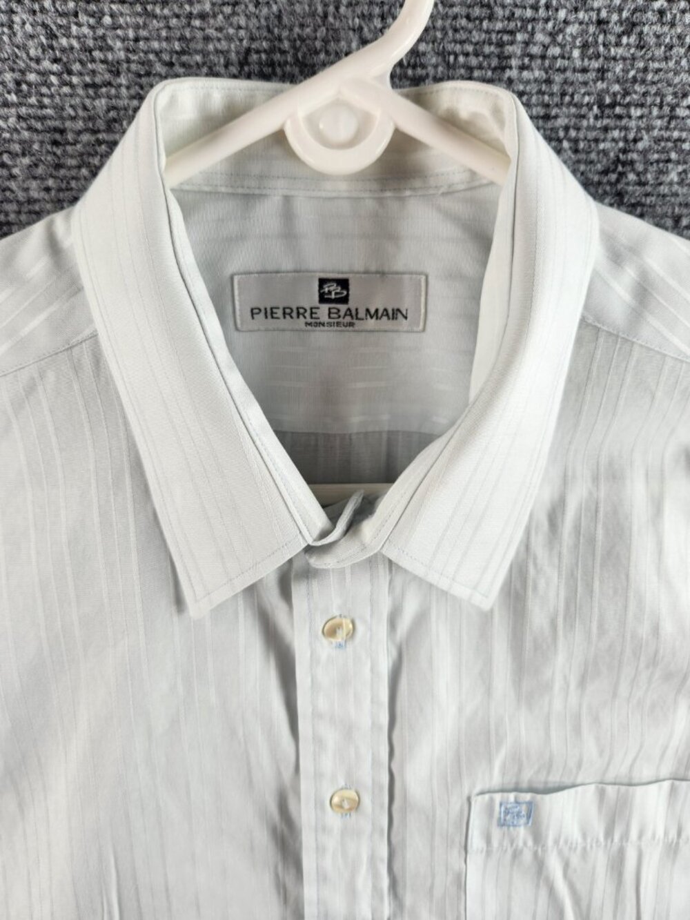 Balmain Monsieur Size 17 Long Sleeve Button Up Shirt Men Designer Striped Blue